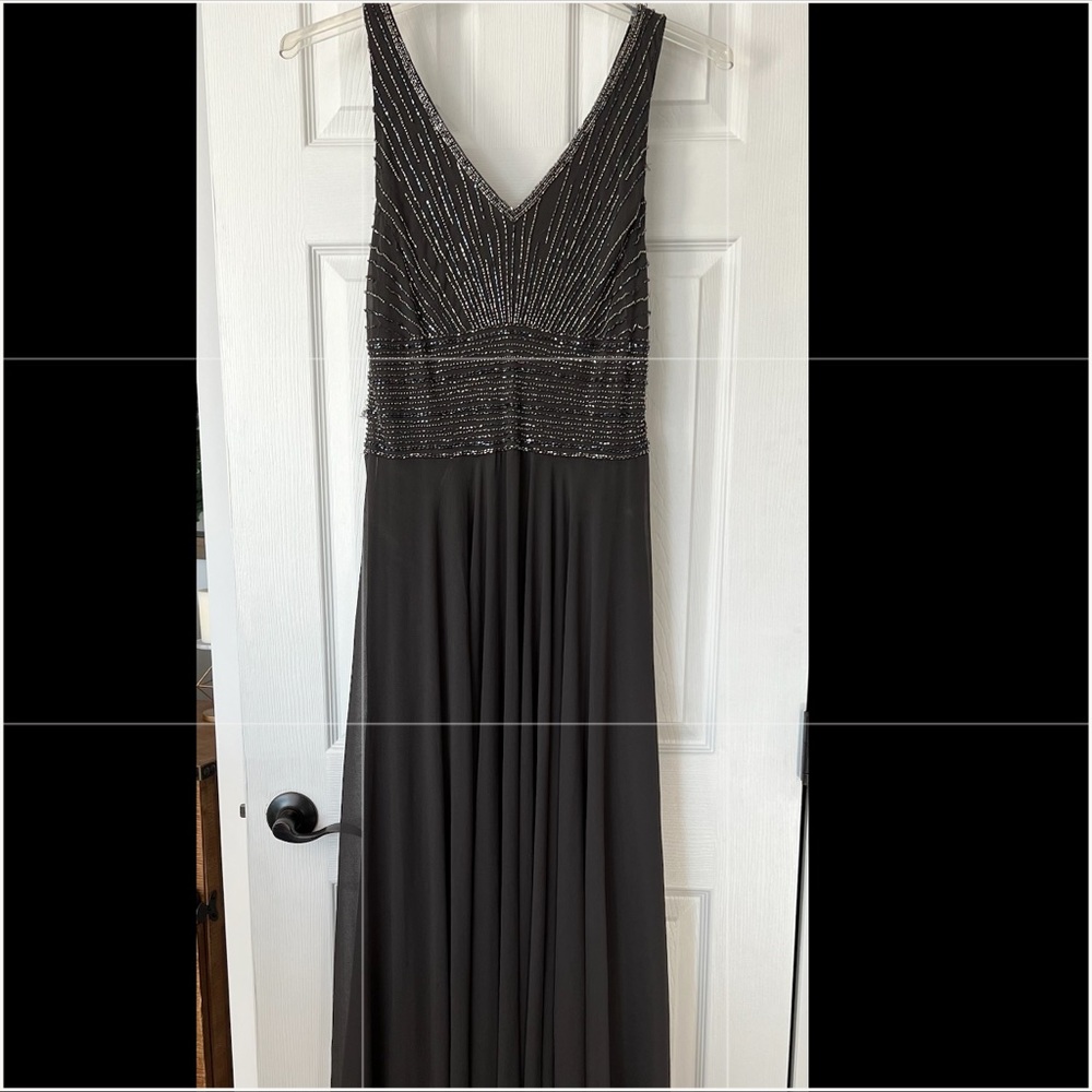 JKARA Gray Sequin Evening Gown, Size 12